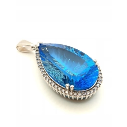 Duży wisior z Platyny z Topazem i Diamentami 1,84ct W:39,30gr