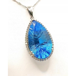 Duży wisior z Platyny z Topazem i Diamentami 1,84ct W:39,30gr