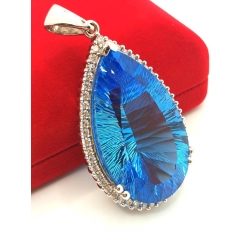 Duży wisior z Platyny z Topazem i Diamentami 1,84ct W:39,30gr