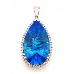 Duży wisior z Platyny z Topazem i Diamentami 1,84ct W:39,30gr