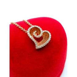Złoty łańcuszek z zawieszką Serce Diamenty 0,22ct Pr.585 W:3,70gr