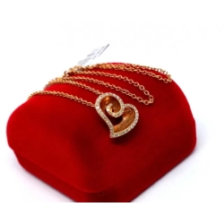 Złoty łańcuszek z zawieszką Serce Diamenty 0,22ct Pr.585 W:3,70gr
