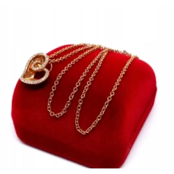 Złoty łańcuszek z zawieszką Serce Diamenty 0,22ct Pr.585 W:3,70gr