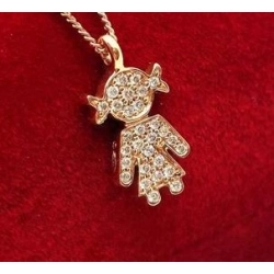 Złoty łańcuszek z zawieszką dziewczynka Diamenty 0,22ct Pr.750 W:3,70gr