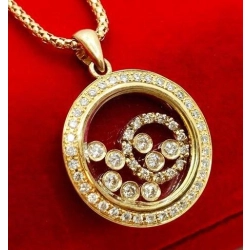 Złoty naszyjnik Tańczące diamenty 0,41ct Pr.750 W:11,40gr Dł:50cm