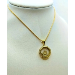 Złoty naszyjnik Tańczące diamenty 0,35ct Pr.750 W:7,70gr Dł:50cm