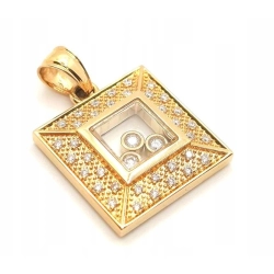 Złota zawieszka wisiorek Tańczące Diamenty 0,24ct Pr.750 W:4,10gr