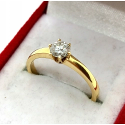 Złoty pierścionek z Diamentem 0,39ct Pr.585 W:2,50gr Roz.14