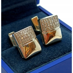 Złote spinki do mankietów z Diamentami 0,56ct Pr.750 W:14,38gr