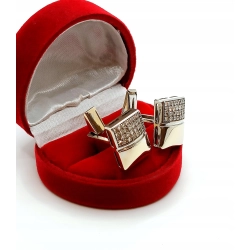 Złote spinki do mankietów z Diamentami 0,56ct Pr.750 W:14,38gr