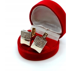 Złote spinki do mankietów z Diamentami 0,56ct Pr.750 W:14,38gr