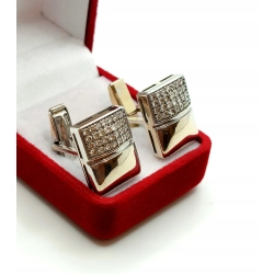 Złote spinki do mankietów z Diamentami 0,56ct Pr.750 W:14,38gr