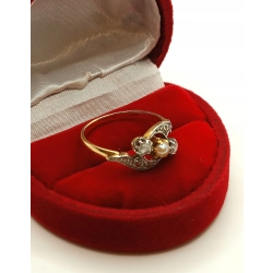 Złoty pierścionek z Perłą i Diamentami Pr.750 W:2,98gr Roz.14