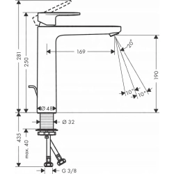 Bateria umywalkowa stojąca Hansgrohe czarny Vernis Blend