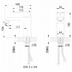 Bateria umywalkowa stojąca Omnires SACRAMENTO biały