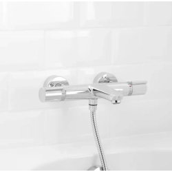 Bateria wannowo-prysznicowa Z termostatem ścienna Hansgrohe l srebrny