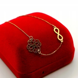 Złota bransoletka koniczyna i nieskończoność Pr.333 W:0,62gr 20,5cm NOWA