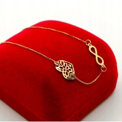 Złota bransoletka serce i nieskończoność Pr.333 W:0,66gr 19,5cm NOWA