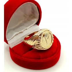 Złoty sygnet z diamentem egipski Sokół RA pr.585 W:13,20gr Roz.21