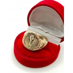 Złoty sygnet z diamentem egipski Sokół RA pr.585 W:13,20gr Roz.21