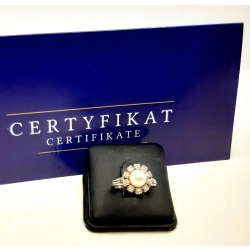 Złoty pierścionek z Perłą i Diamentami PR.750 W:4,20gr R.12 InterSKLEP