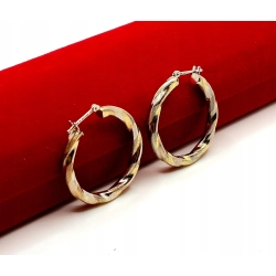 Złote kolczyki koła kręcone Pr.585 W:3,31gr Śr.2cm