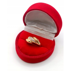 Złoty pierścionek szeroki z Cyrkoniami Pr.585 W:3,64gr Roz.15