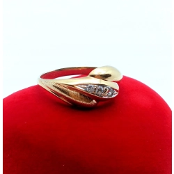 Złoty pierścionek szeroki z Cyrkoniami Pr.585 W:3,64gr Roz.15