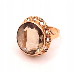 Złoty pierścionek z Kwarcem dymnym PR.585 W:11,95gr R.18 InterSKLEP