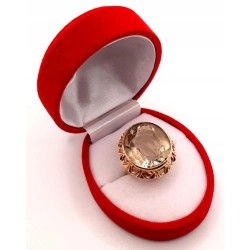 Złoty pierścionek z Kwarcem dymnym PR.585 W:11,95gr R.18 InterSKLEP