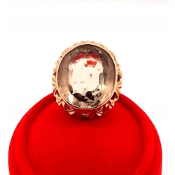 Złoty pierścionek z Kwarcem dymnym PR.585 W:11,95gr R.18 InterSKLEP