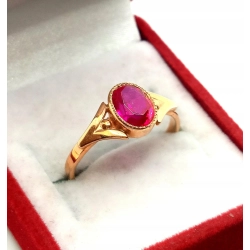 Złoy pierścionek z Rubinem Pr.583 W:2,25gr Roz.12