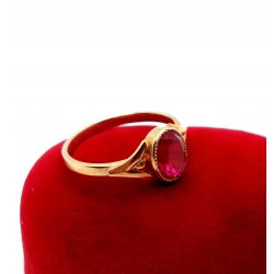 Złoy pierścionek z Rubinem Pr.583 W:2,25gr Roz.12