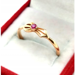 Złoty pierścionek Kokardka z cyrkonią Pr.583 W:1,73gr Roz.17