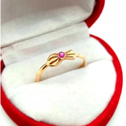 Złoty pierścionek Kokardka z cyrkonią Pr.583 W:1,73gr Roz.17