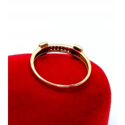 Złoty pierścionek z cyrkoniami i emalią Pr.750 W:1,76gr Roz.18