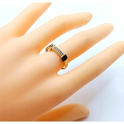 Złoty pierścionek z cyrkoniami i emalią Pr.750 W:1,76gr Roz.18