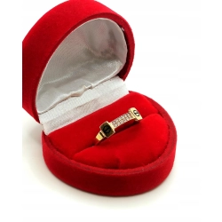 Złoty pierścionek z cyrkoniami i emalią Pr.750 W:1,76gr Roz.18