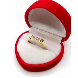 Złoty pierścionek z cyrkoniami i emalią Pr.750 W:1,76gr Roz.18