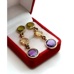 Złote kolczyki kolorowe długie W.KRUK Pr.375 W:5,46gr InterSKLEP