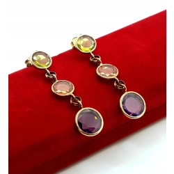 Złote kolczyki kolorowe długie W.KRUK Pr.375 W:5,46gr InterSKLEP