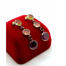 Złote kolczyki kolorowe długie W.KRUK Pr.375 W:5,46gr InterSKLEP