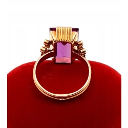 Złoty pierścionek z różowym kamieniem PR.585 W:5,37gr R.13 InterSKLEP