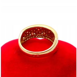 Złoty pierścionek szeroki z Cyrkoniami Pr.585 W:5,44gr Roz.16