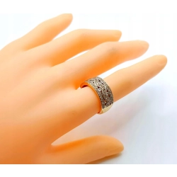 Złoty pierścionek szeroki z Cyrkoniami Pr.585 W:5,44gr Roz.16