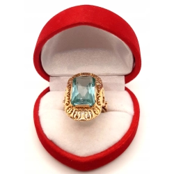 Złoty pierścionek miętowy kamień WARMET PR.585 W:8,41gr R.12 InterSKLEP