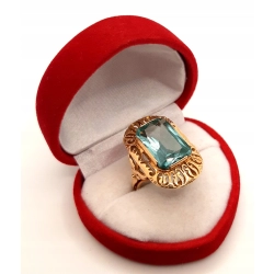 Złoty pierścionek miętowy kamień WARMET PR.585 W:8,41gr R.12 InterSKLEP