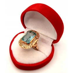 Złoty pierścionek miętowy kamień WARMET PR.585 W:8,41gr R.12 InterSKLEP