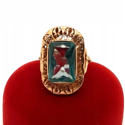 Złoty pierścionek miętowy kamień WARMET PR.585 W:8,41gr R.12 InterSKLEP