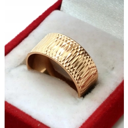 Złota obrączka zdobiona Szer.8mm Pr.583 W:6,34gr R.23
